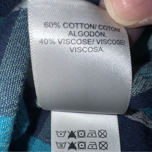 Lucky Brand Shirt Womens Large Blue Plaid L/S Button Down Cotton Viscose Blend - Picture 9 of 9